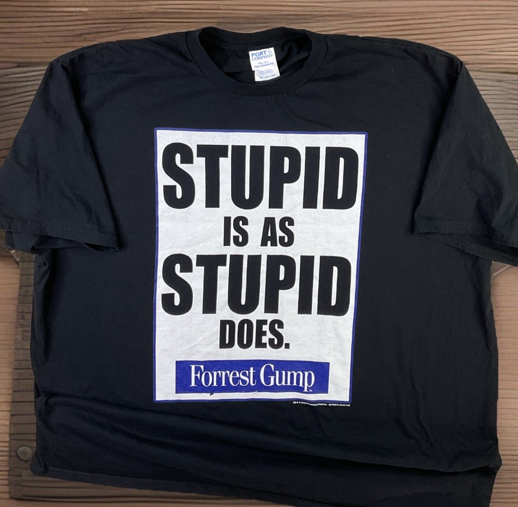 Forrest Gump T-Shirt Men Sz 2XL 2012 Y2K Graphic Tee Stupid Is As Stupid Does