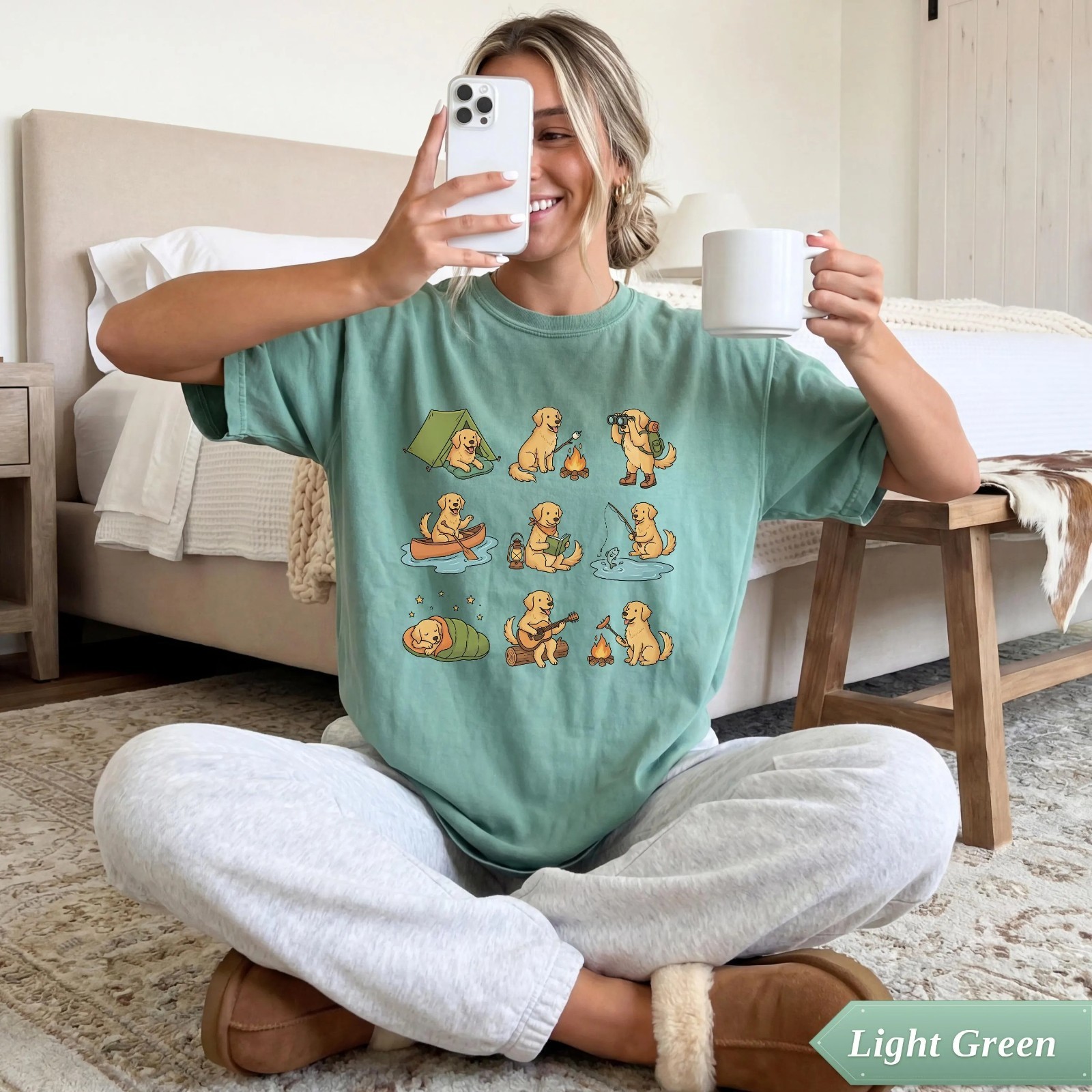 Golden Retriever Camping Shirt, Nature Lover Gift, Dog Mom Gift T-Shirt