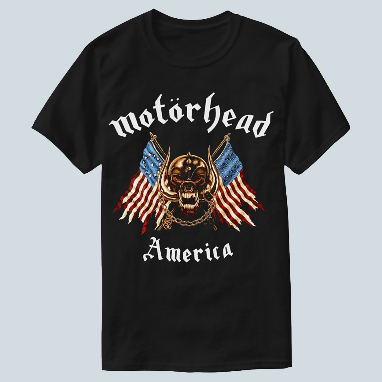 Motorhead Logo Amirica Flag Black Unisex T-shirt Size S-5XL