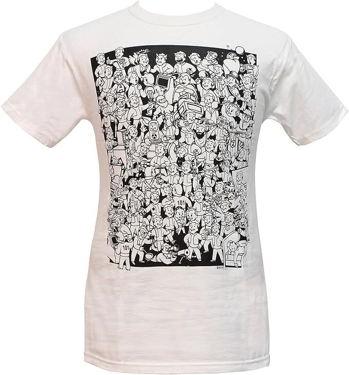 Video Game Fallout Vault Boy Group Graphic Logo Tee Shirt New