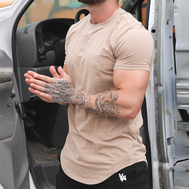 Sport Fitness T-shirt Men Bodybuilding Short Sleeve Workout Shirt Training Sp