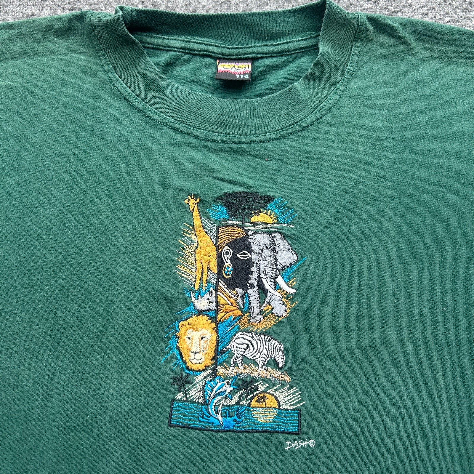 Dash Clothing Shirt Mens XL Embroidered Graphic Tee Africa Travel Animal Lion