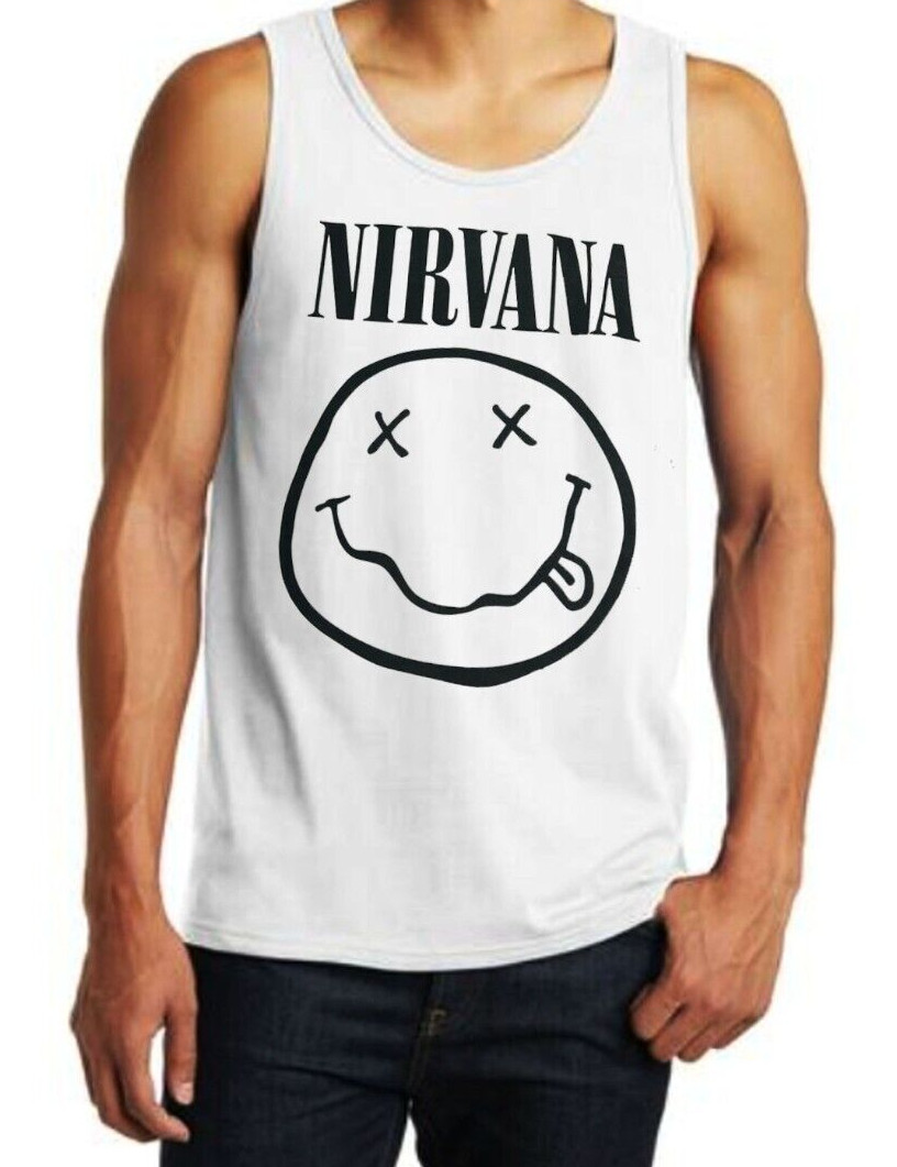 Nirvana Smile Rock Band Black Tank Top Men’s Sizes