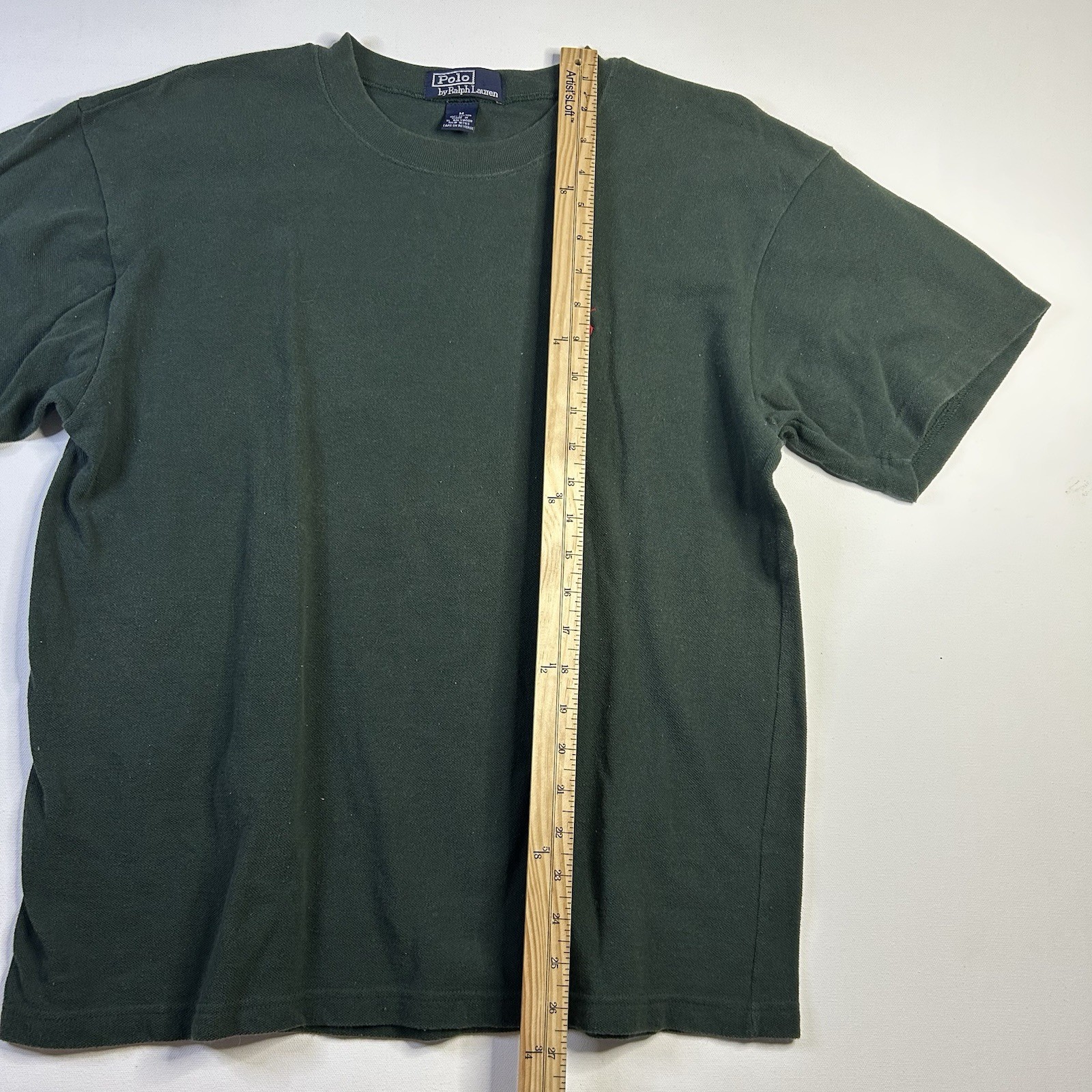 Polo Ralph Lauren Blue Label Thick Knit Cotton Shirt Mens Medium Green Crew Neck