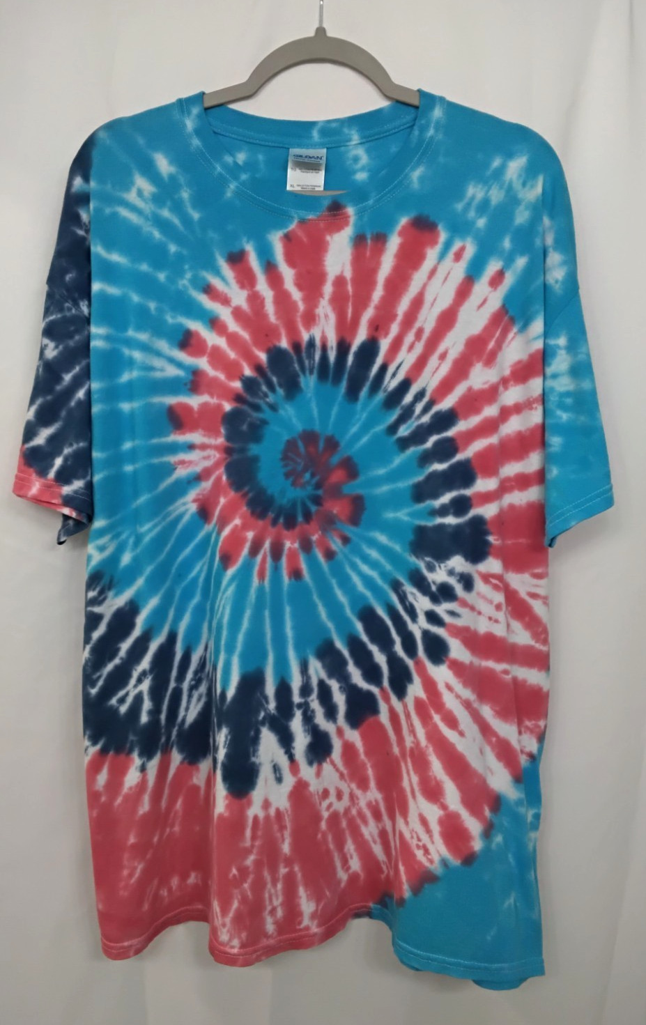 New Tie Dye Men’s T-Shirt Red Blue Adult XL Multicolor Summer Spiral