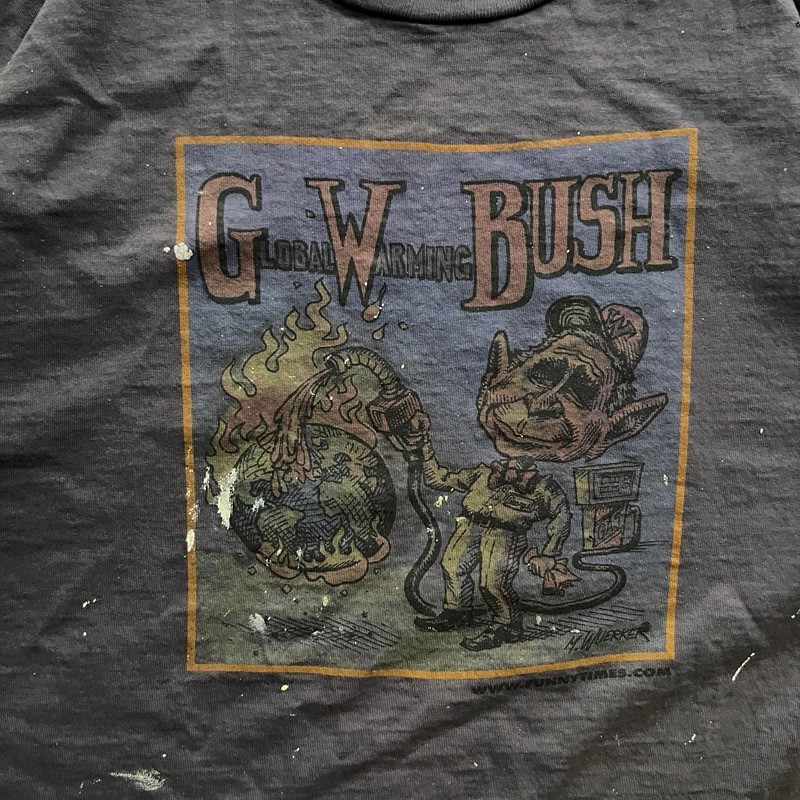 Vintage George W Bush Shirt Mens XL Black 1990s Climate Pollical