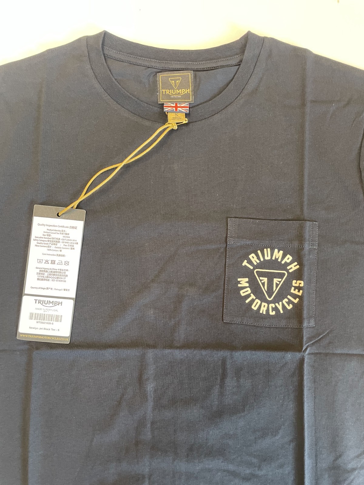 Triumph Motorcycles T-Shirt Mens Small Newlyn Jet Black Graphic Logo Cotton