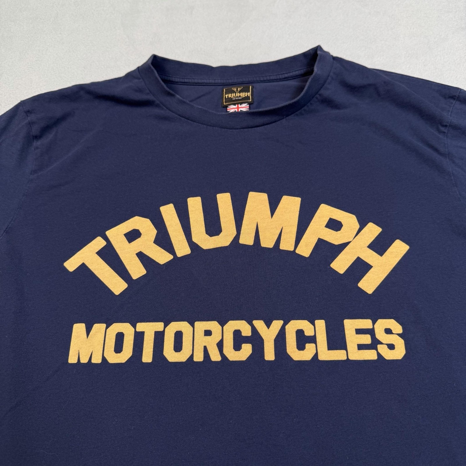 Triumph Shirt Mens 2XL Blue Motorcycles Burnham Arch Logo Graphic Tee Biker
