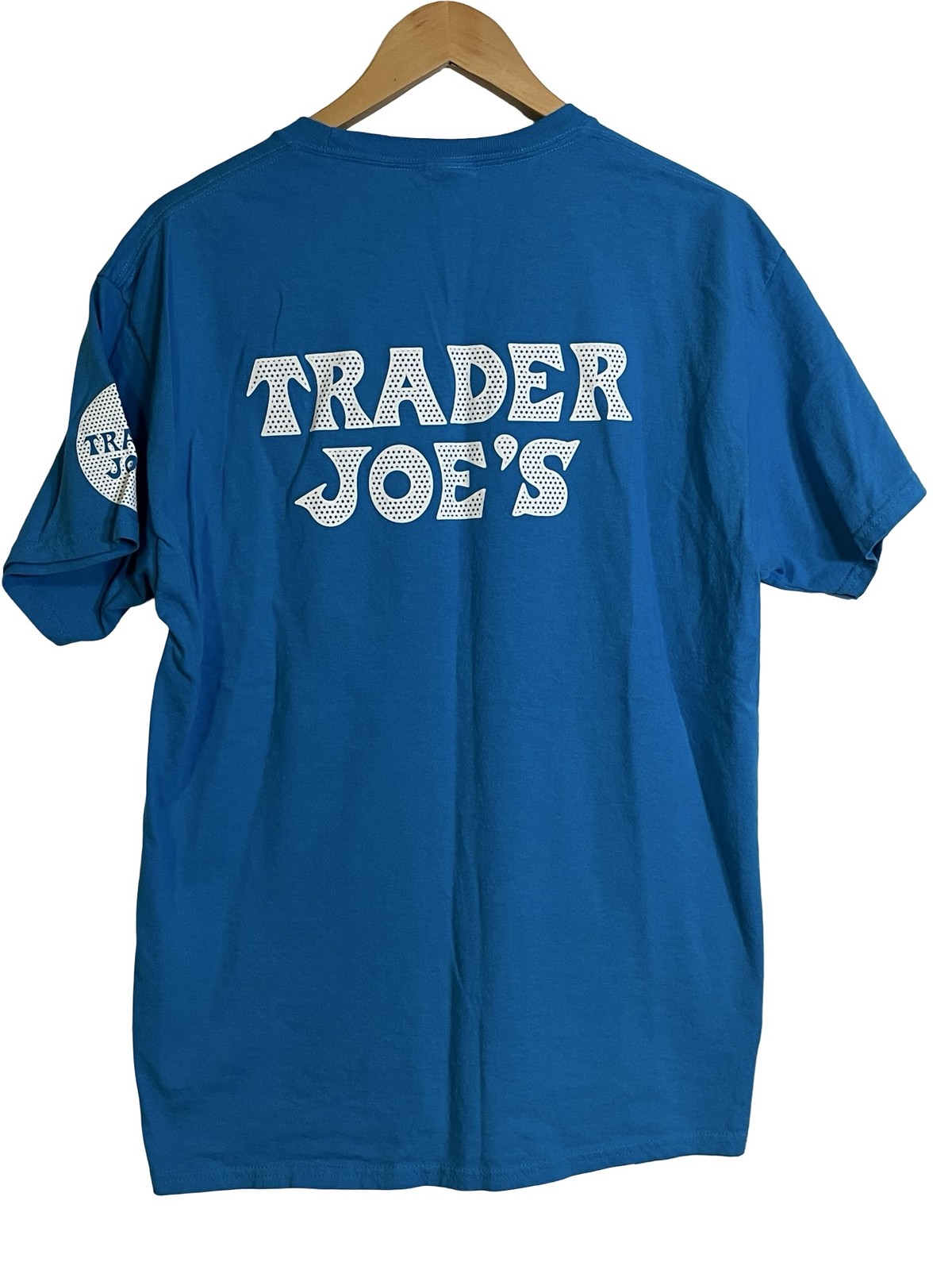 Trader Joe’s Port & Company Shirt Mens Large Blue Short Sleeve Logo Graphic Tee