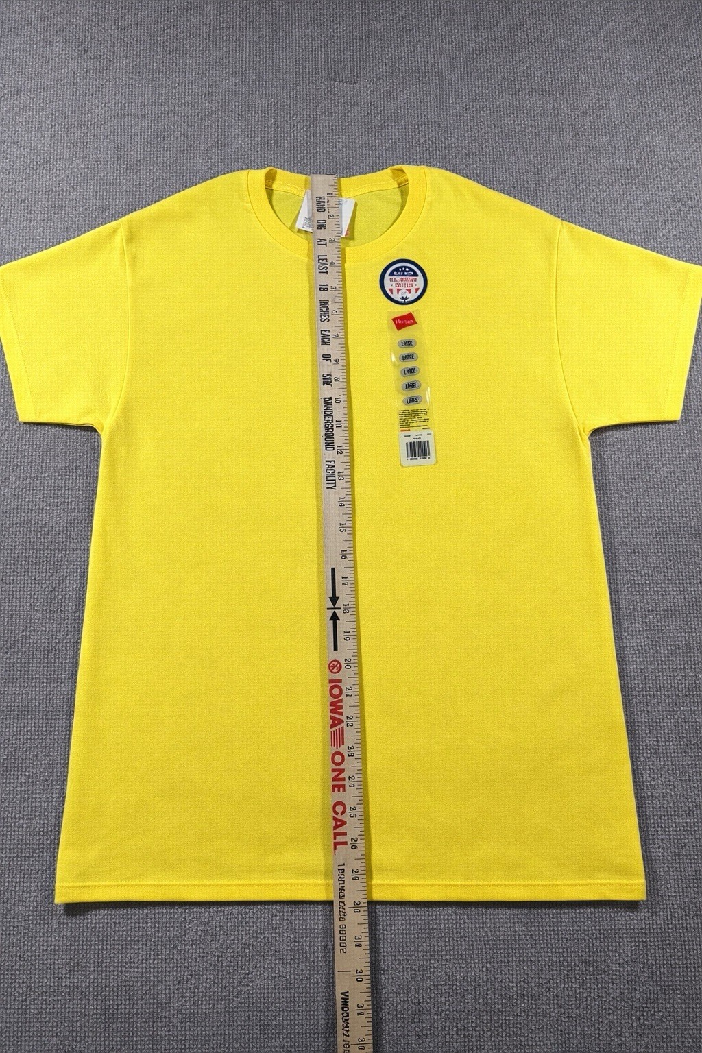 Hanes Essentials Men’s Large Yellow Cotton Crewneck T-Shirt Short Sleeve