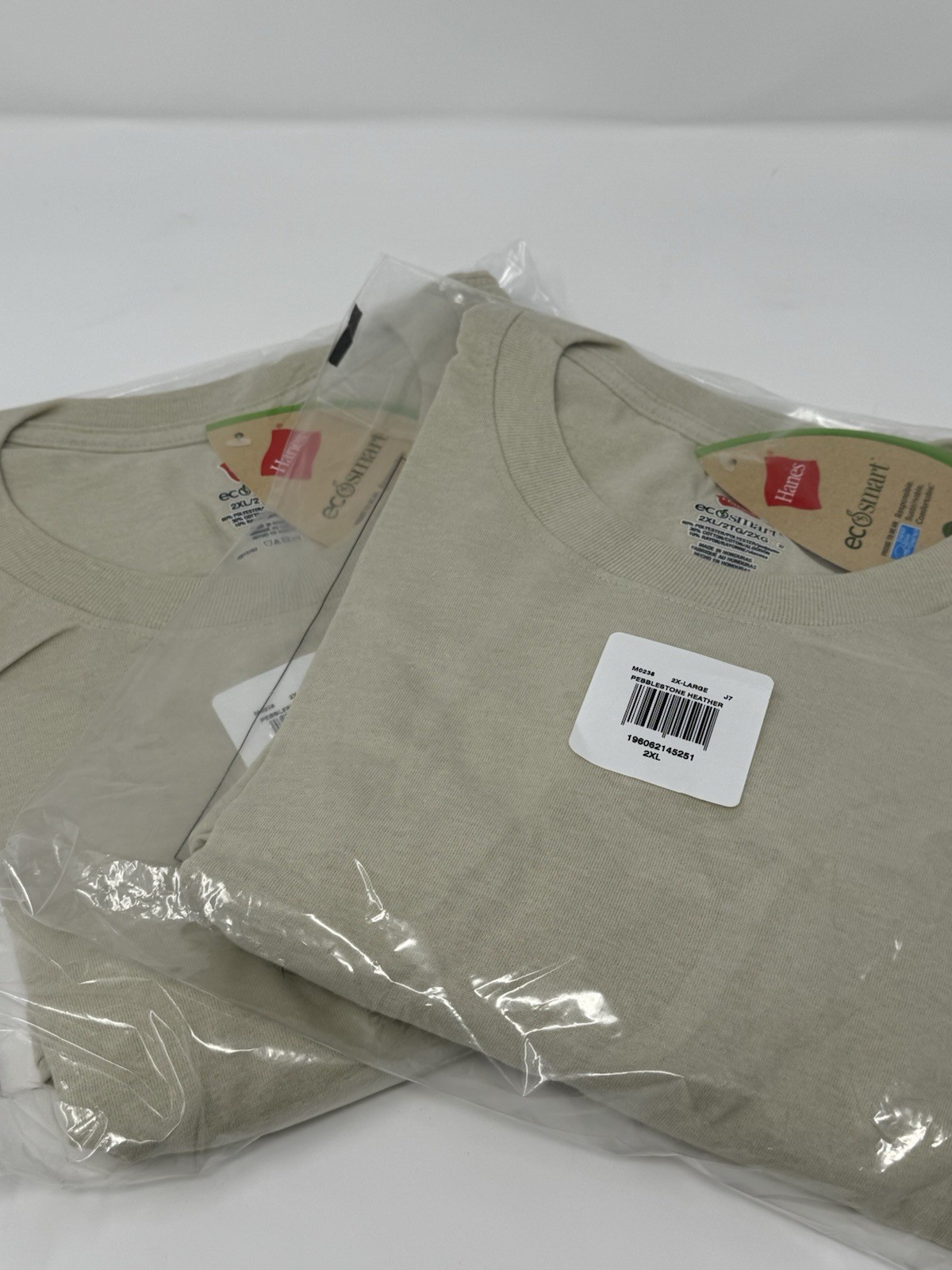 2 Hanes Triblend Lightweight Crew Tees 2XL Pebblestone Heather