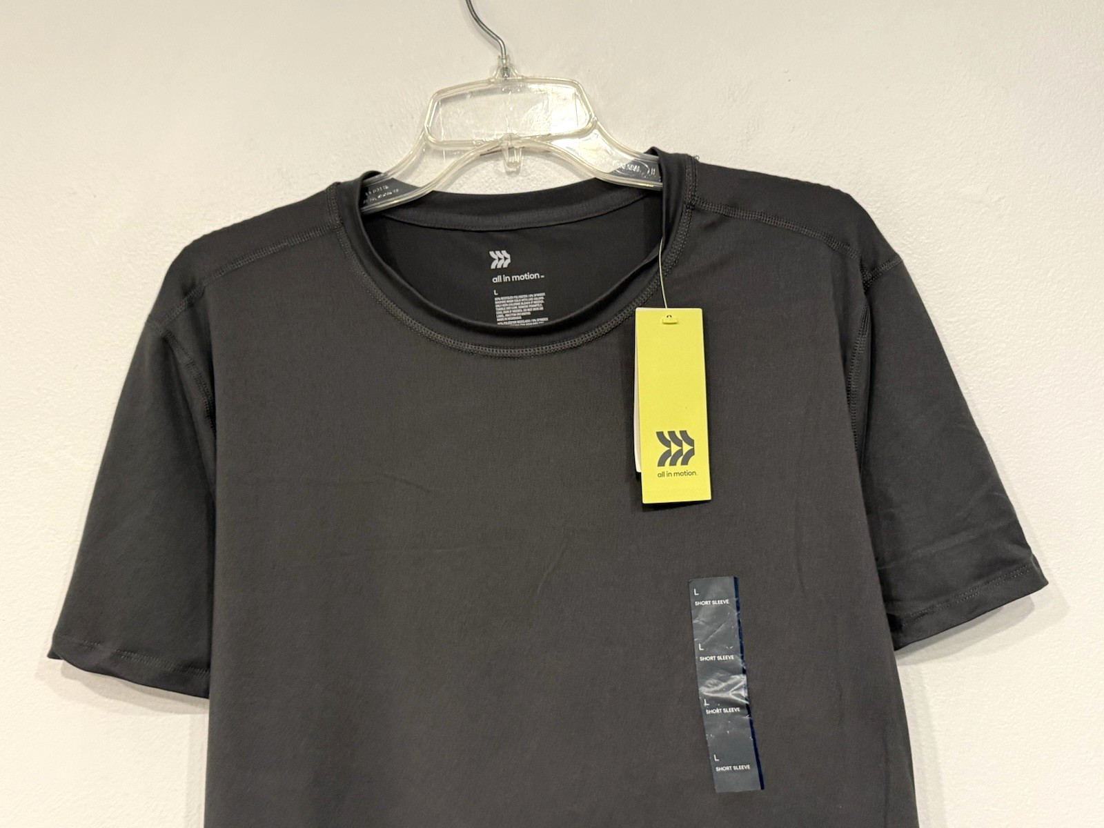 NEW All In Motion Men’s Performance Tee Size Large Gray Moisture Wicking Stretch