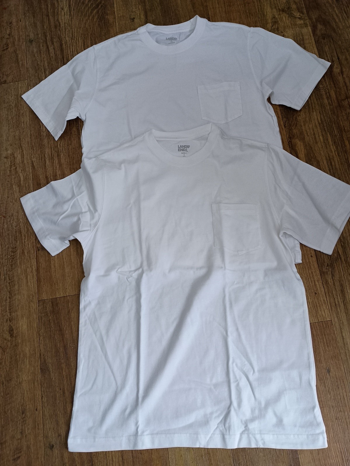 Lands’ End Men’s Solid Super-T Short Sleeve T-Shirt (34-36) Small White NWOT