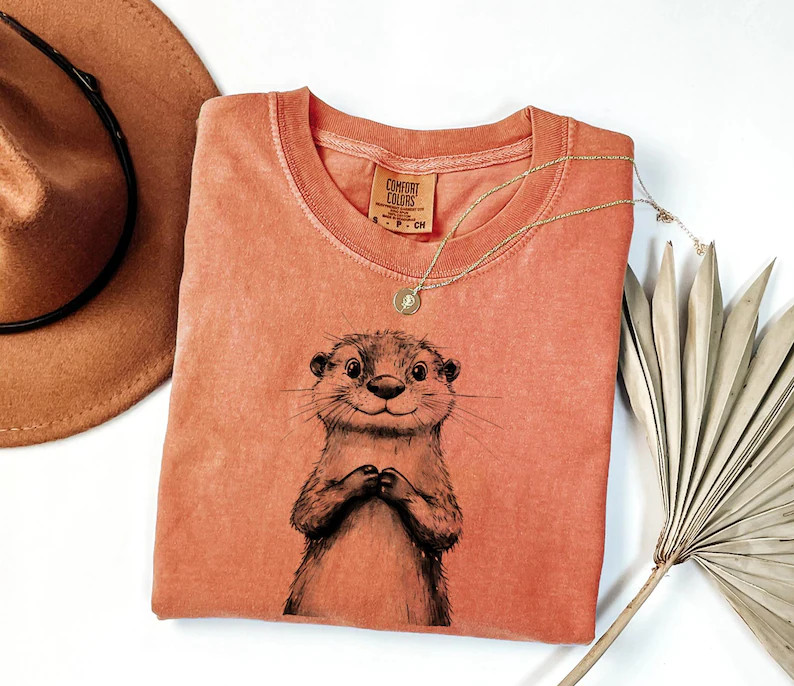 River Otter Wildlife Comfort Tee North American Animal Nature Lover Gift