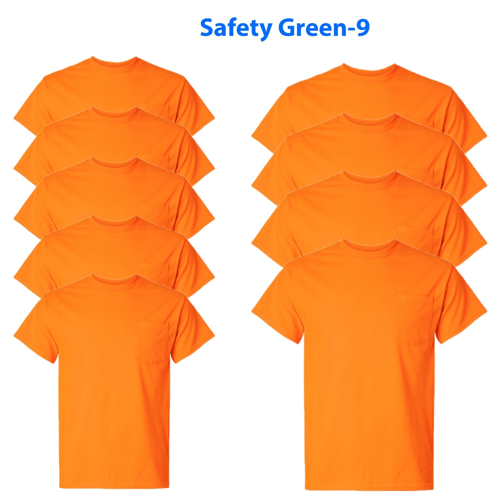 Gildan Short-Sleeve Pocket T-Shirt Safety Orange 9 Pack 50/50 Cotton/Polyester