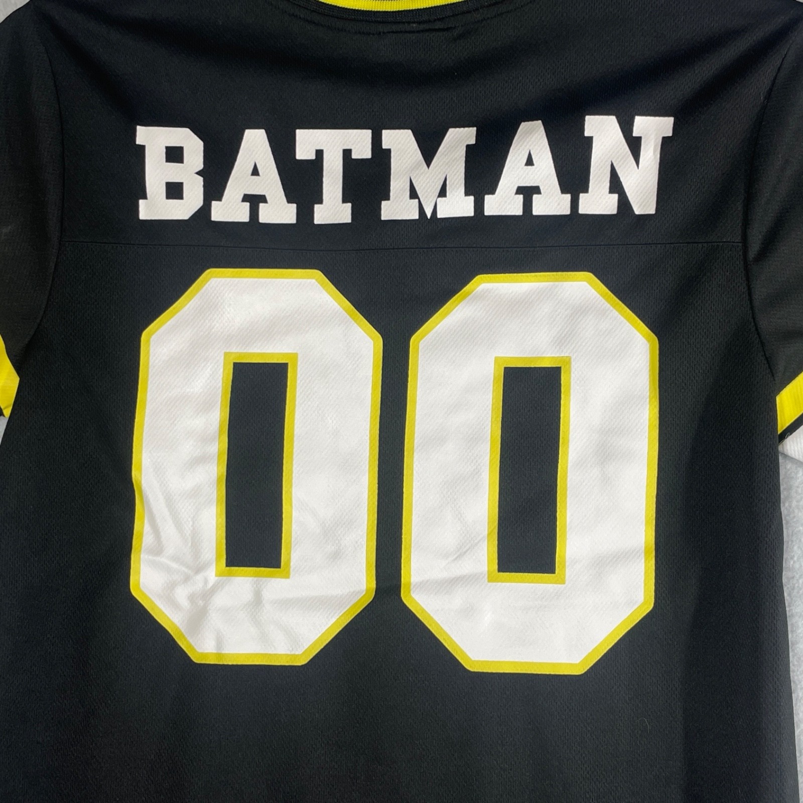 Batman DC Comics SMALL Black Yellow Football Pullover Jersey Tee Shirt