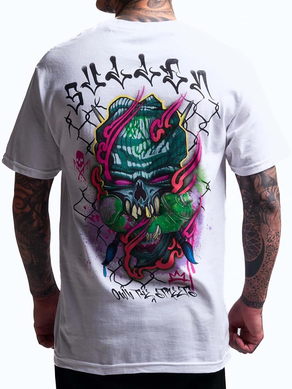 Sullen Men’s Chemical Swirl Short Sleeve Graphic T-shirt Skull Graffiti Tattoo
