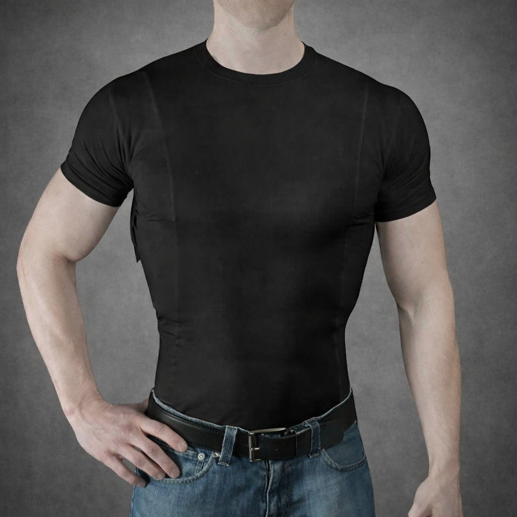 Men Tactical Concealed Carry Shirt Short Sleeve Hidden Holster Pockets
