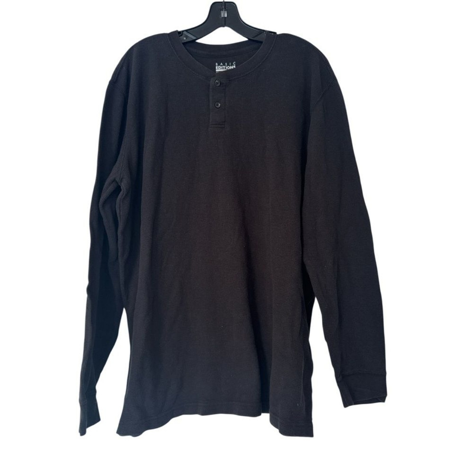 Basic Editions Men’s Dark Brown Long Sleeve Henley – Size XLT