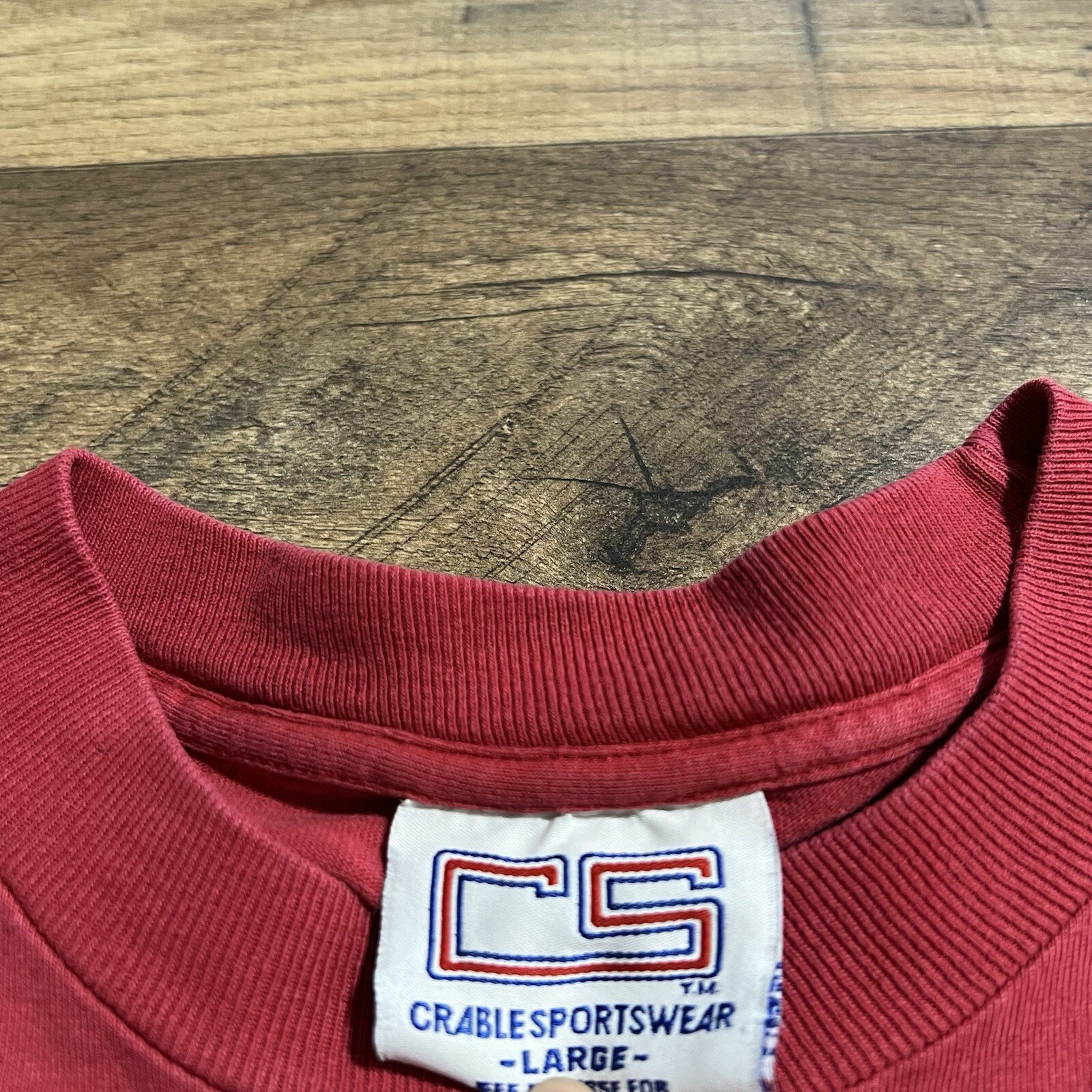 Vintage Crable University of Arkansas Mens Large L Red T Shirt Made in USA