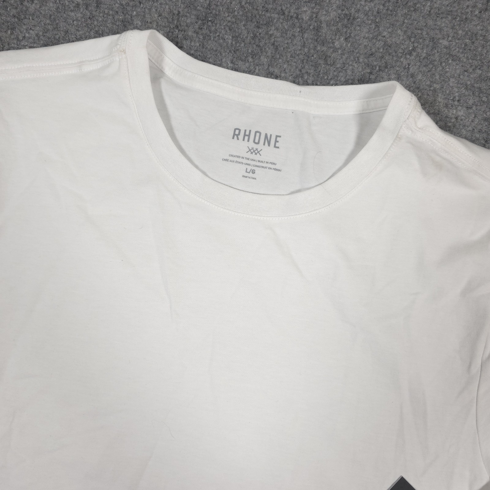 NWD Rhone Element Tee Mens L White Long Sleeve Crew Slim Fit Organic Cotton READ