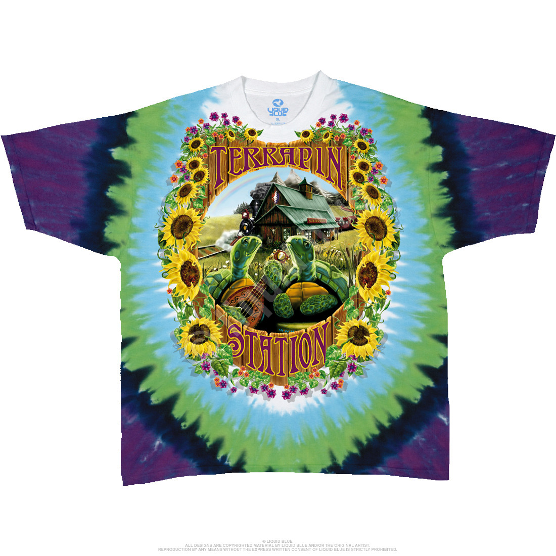 GRATEFUL DEAD-TERRAPIN STATION-2 SIDED TIE DYE T-SHIRT- S,M,L,XL,2X-3X,4X,5X,6X