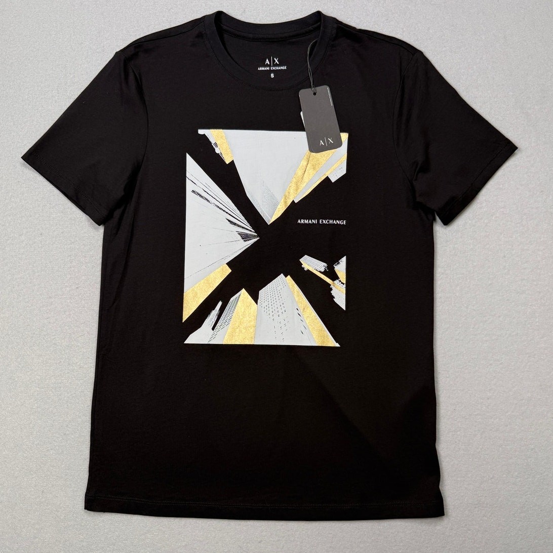 Armani Exchange Skyscraper Crewneck Cotton T-Shirt Black Small $65