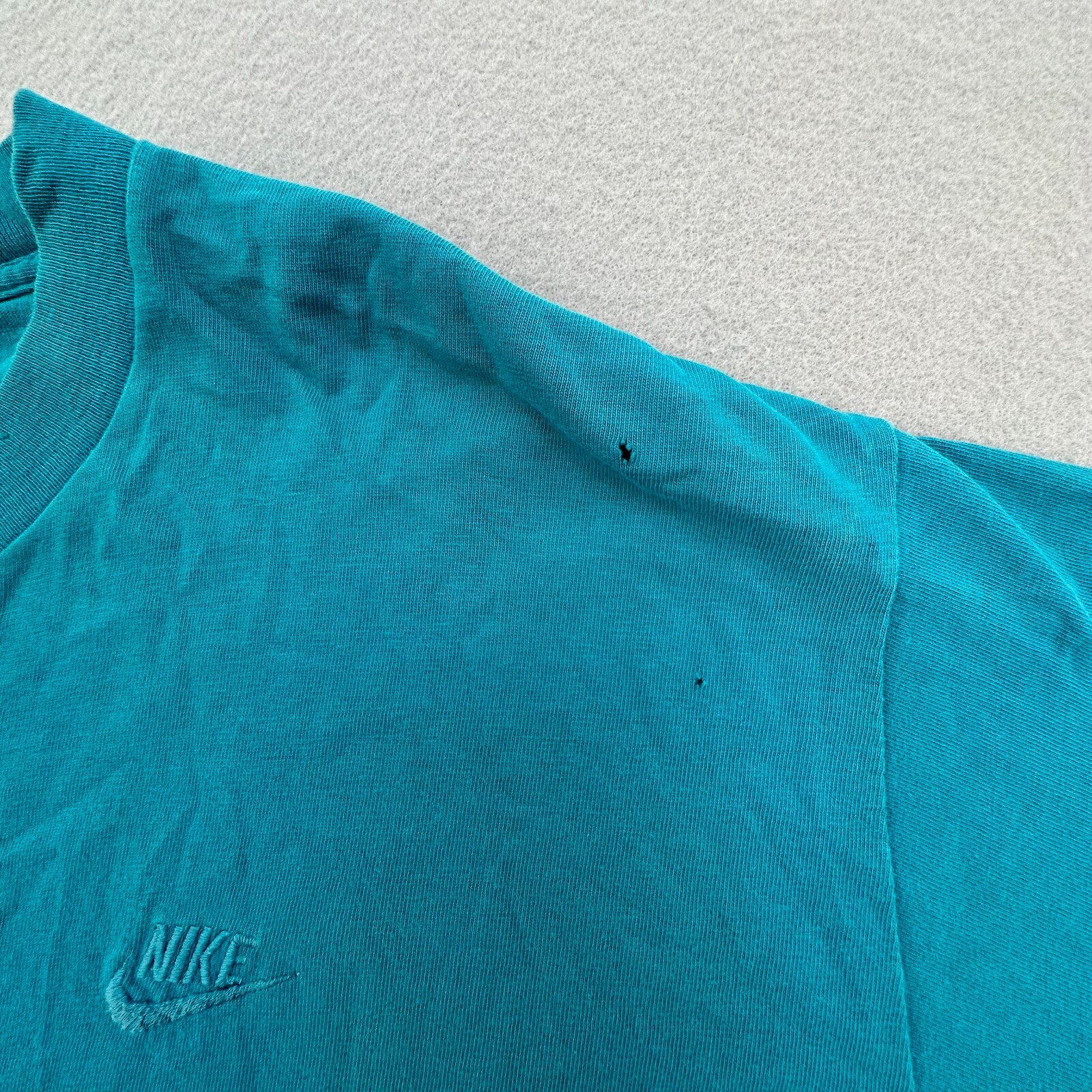 Vintage Nike Shirt Mens Large Blue Solid Embroidered Swoosh 80s 90s Retro