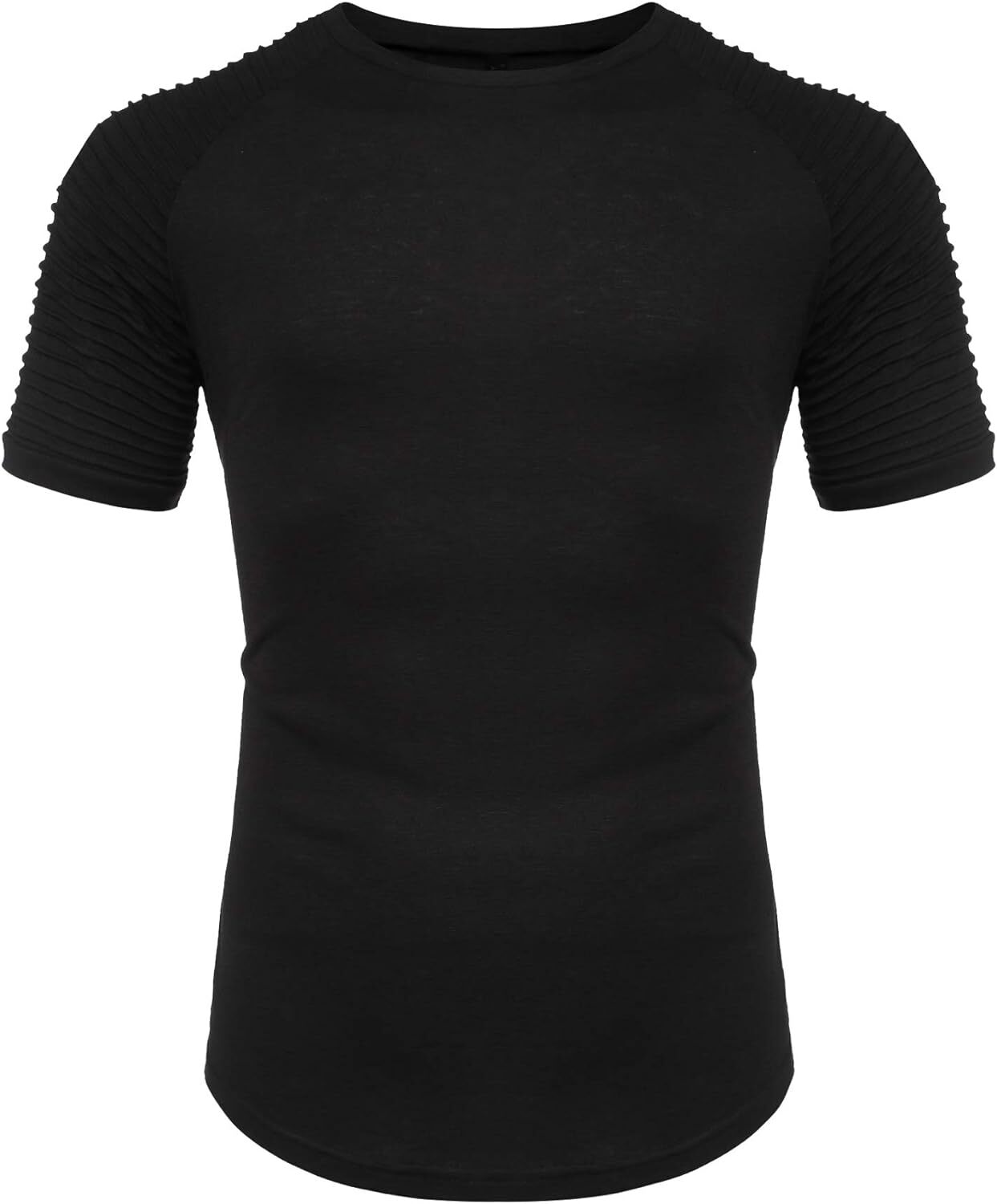 COOFANDY Men’s Muscle T-Shirt Pleated Raglan Sleeve Bodybuilding Large, Black