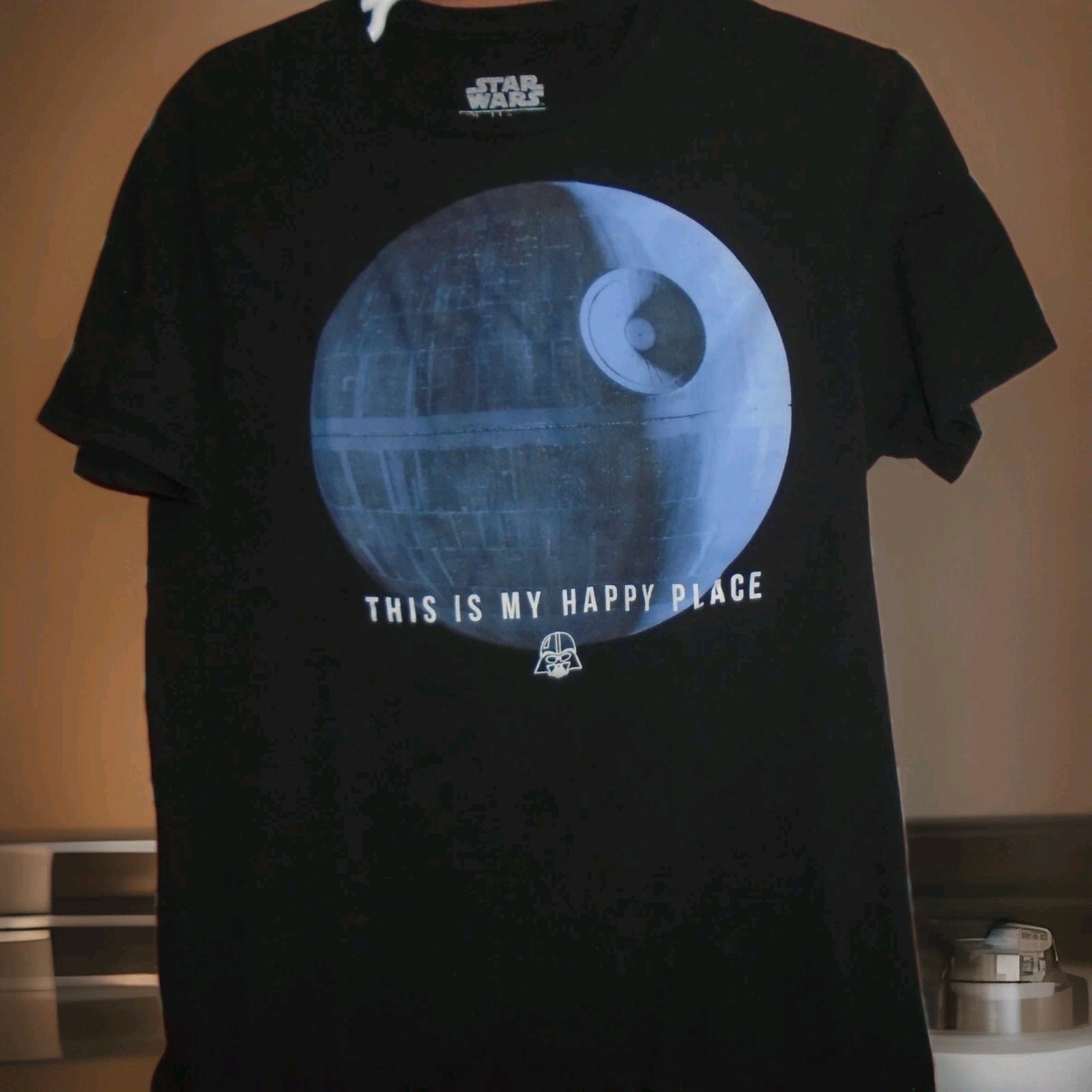 STAR WARS DARTH VADER MY HAPPY PLACE DEATH STAR TSHIRT ADULT MEDIUM