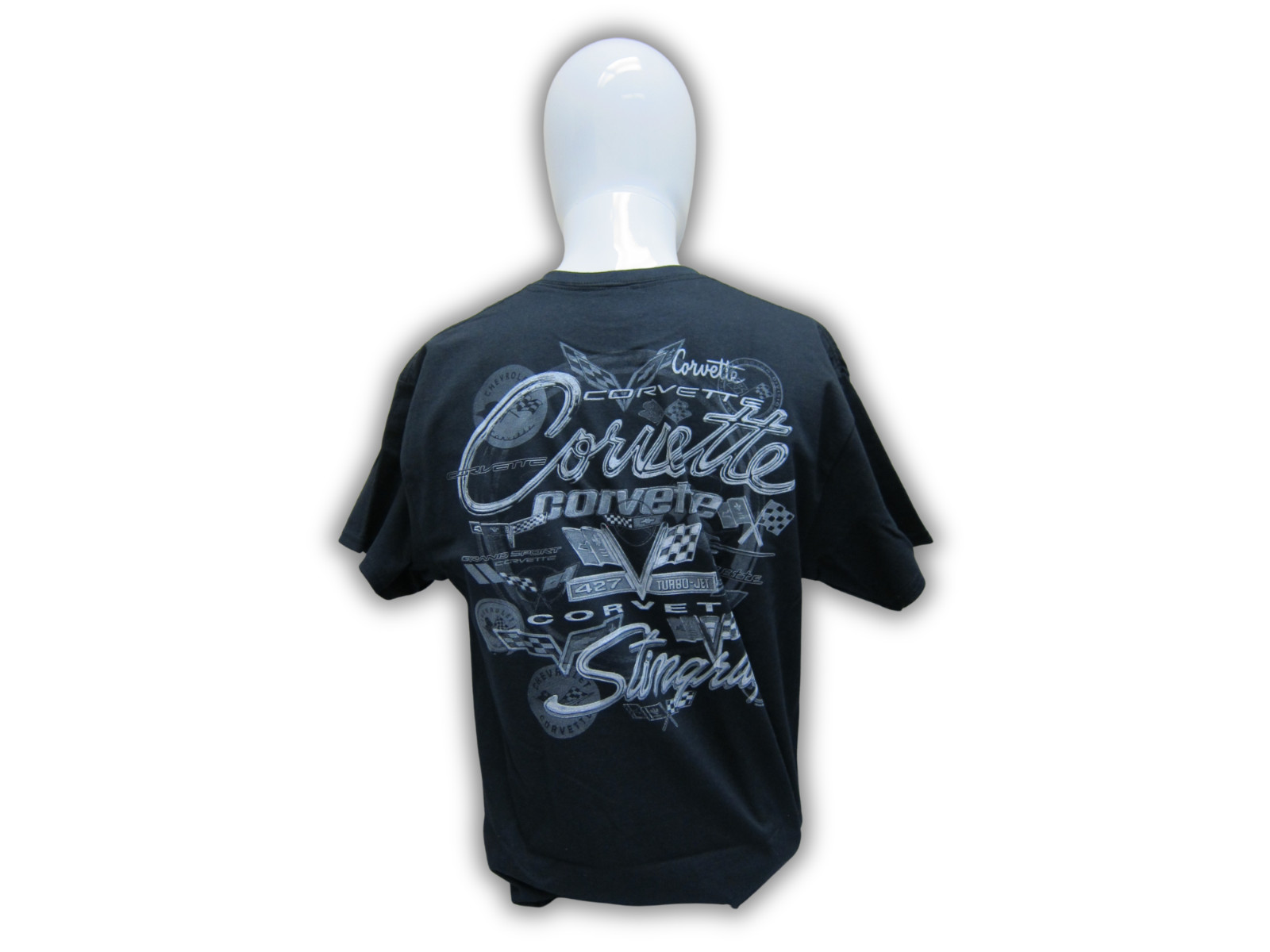 Chevrolet Corvette All Year Logo C1-C8 Graphic Black T-Shirt Official Licensed