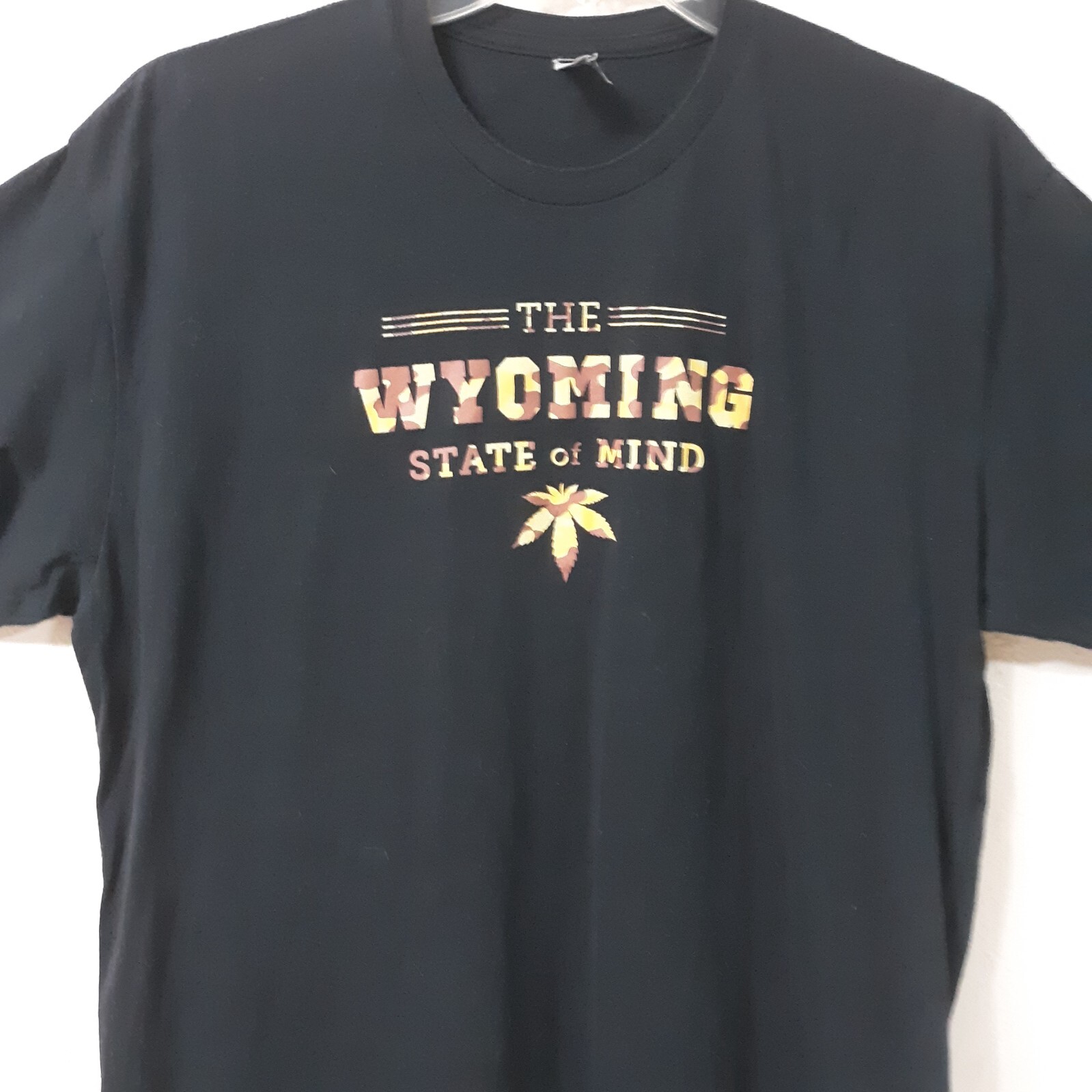 Wyoming State of Mind Shirt Men XL Black Cotton Short Sleeve By Next Level 3633
