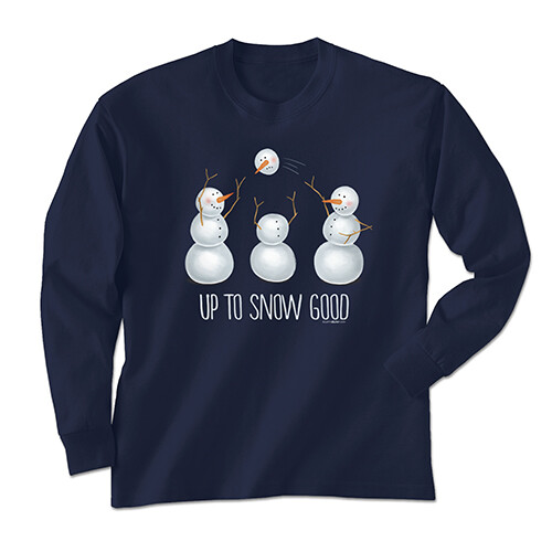 Up To Snow Good T-shirt M L Blue NWT Long Sleeve Cotton