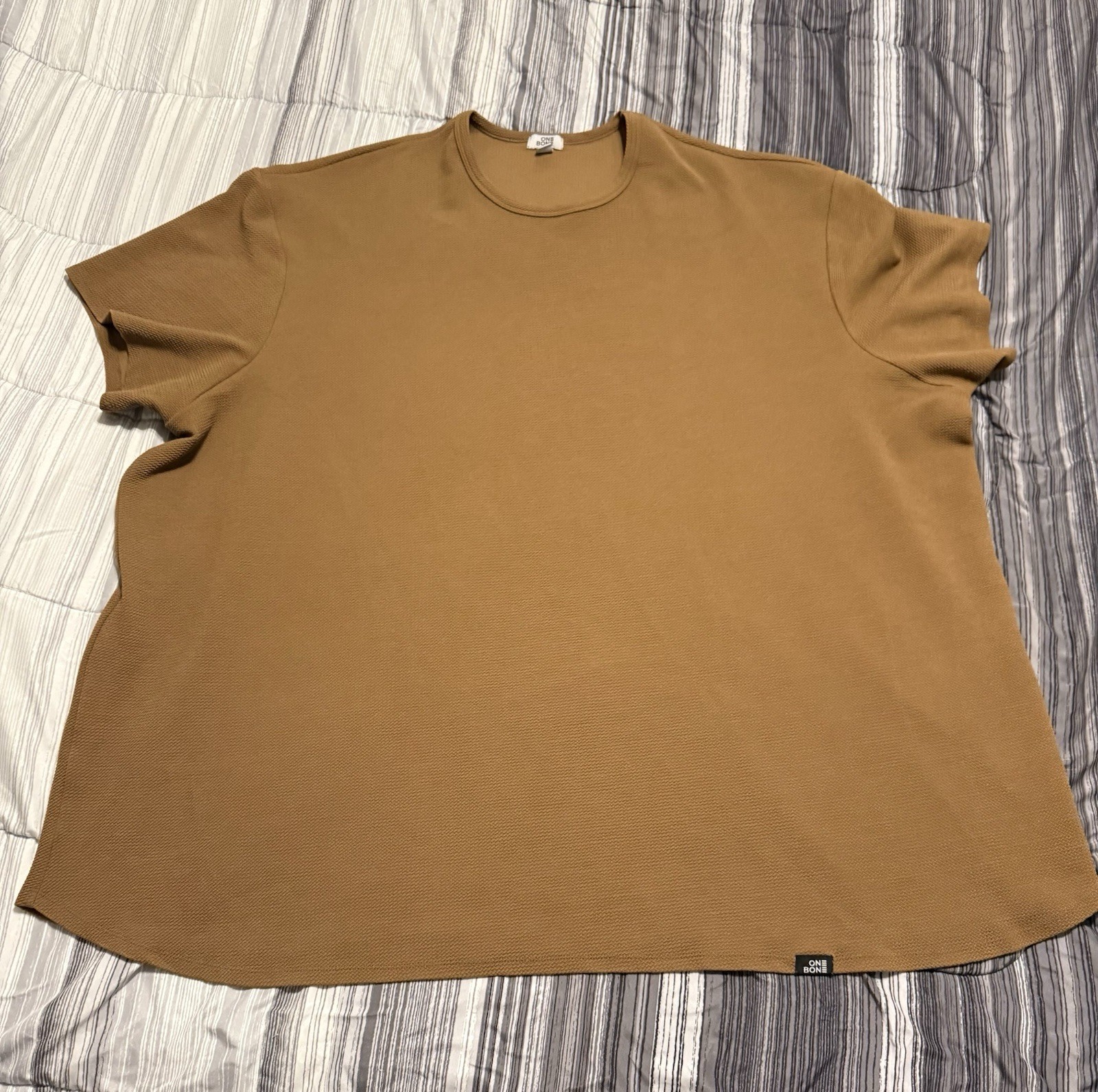 One Bone Bullet Men’s 7XL Brown Short Sleeve Shirt, Wrinkle-Free, Waffle Tee
