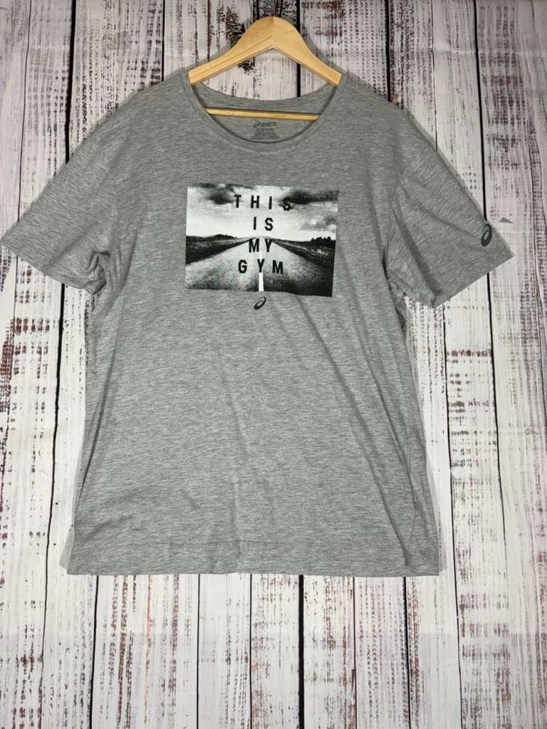 ASICS T Shirt Mens Size XLarge Gray Graphic Athletic Casual Comfort graphic tee