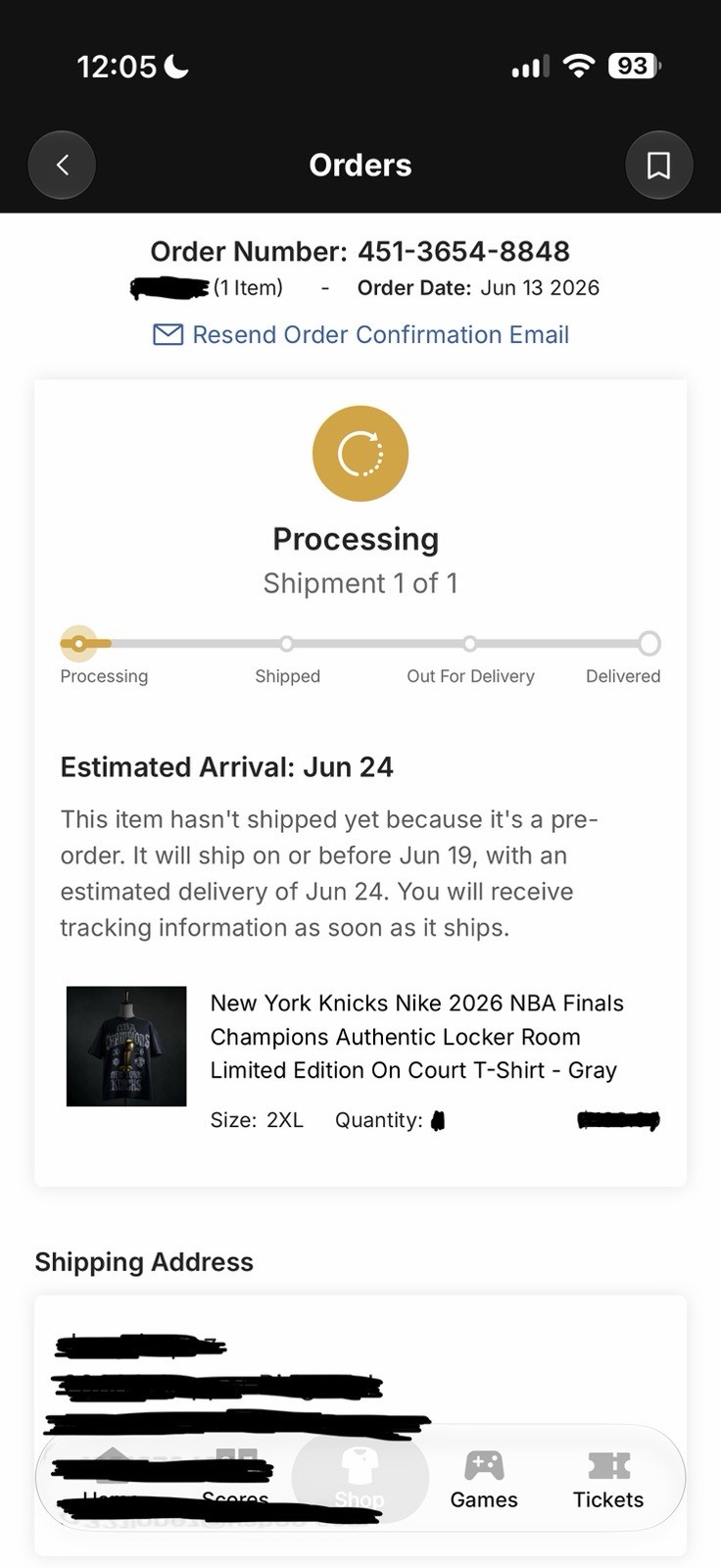 Nike New York Knicks 2026 NBA Finals Champions Limited T-Shirt Gray 2XL