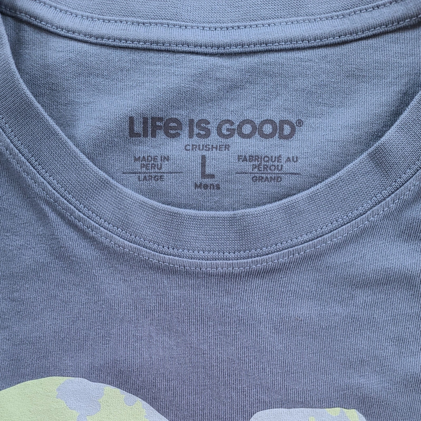 LIFE IS GOOD SS Shirt Crusher Tee PEACE ON EARTH Sign Globe Chest48in Mens L