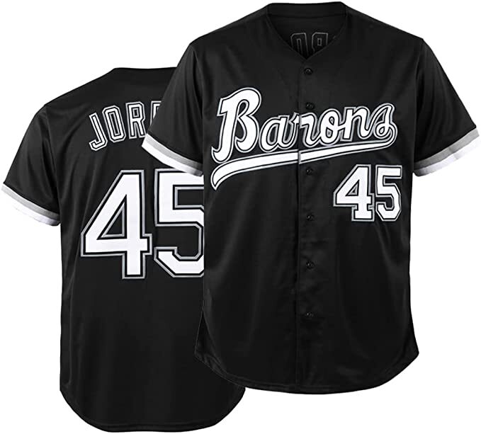 Tocament Birmingham Barons Michael Jordan 45 Baseball Jersey Black Size LARGE