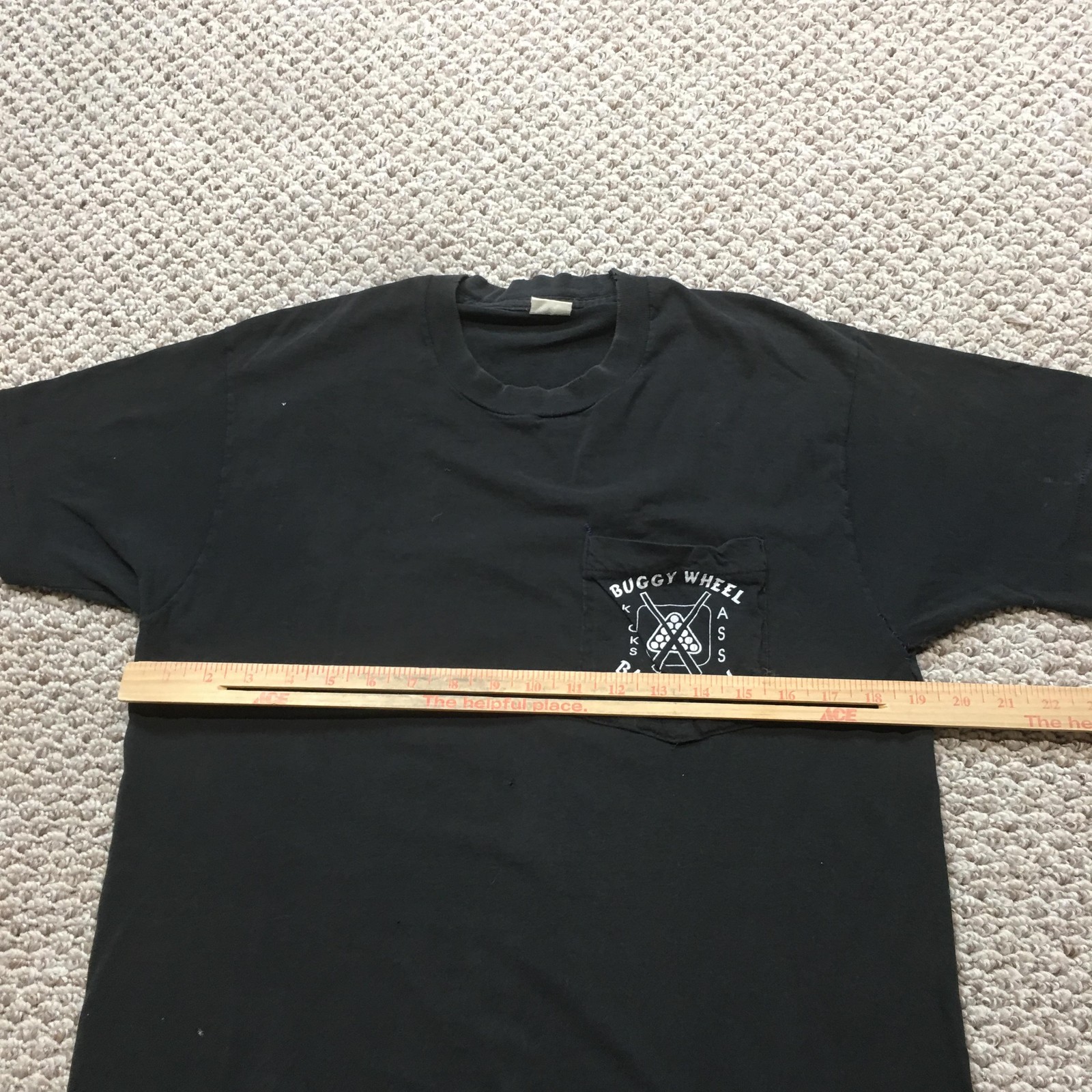 Vintage Single Stitch T-shirt Mens Medim Black Made in USA Pocket Distressed 90s