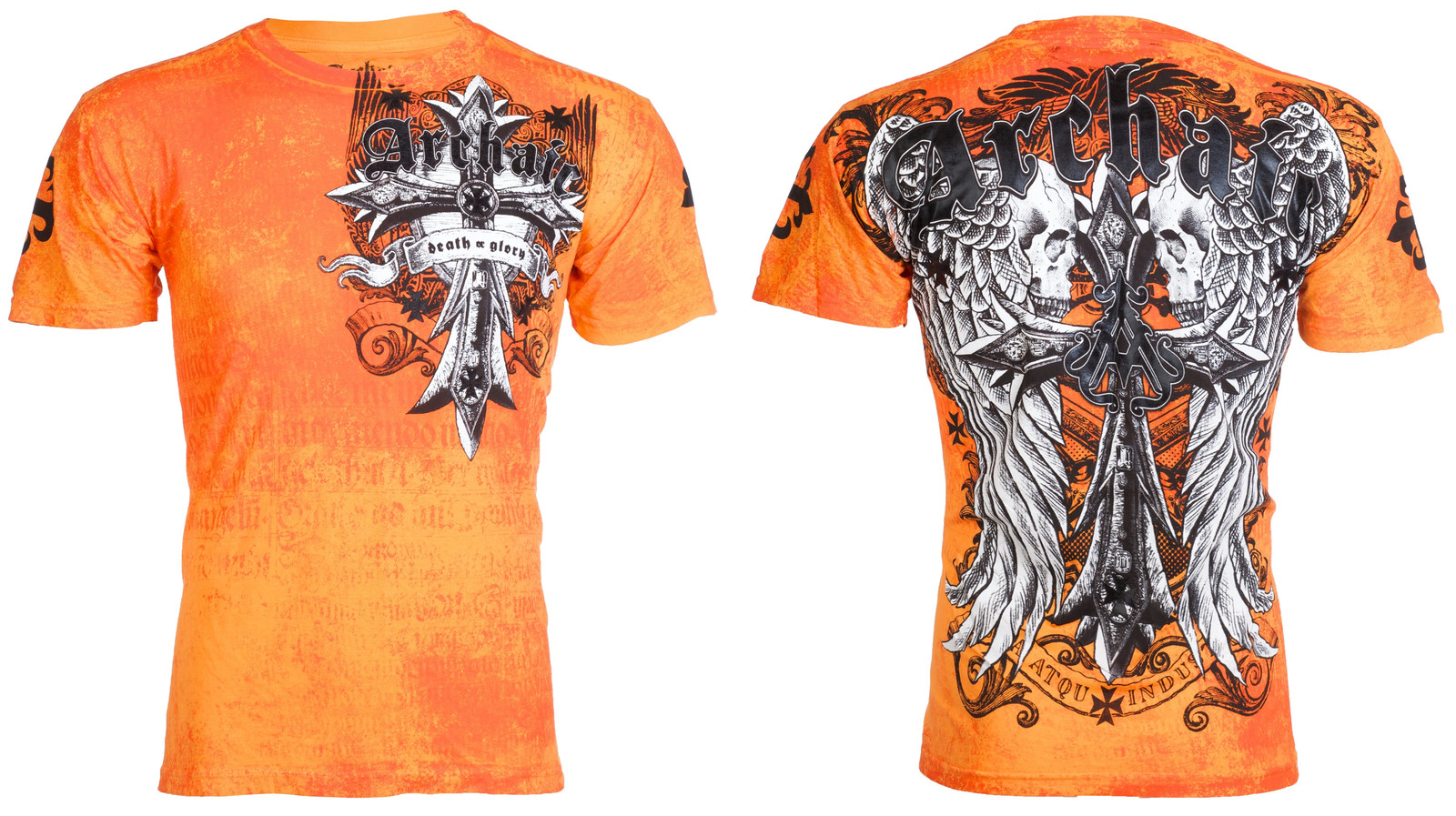 ARCHAIC AFFLICTION Men’s T-Shirt LUSTROUS Wings Skull Biker S-5XL $40