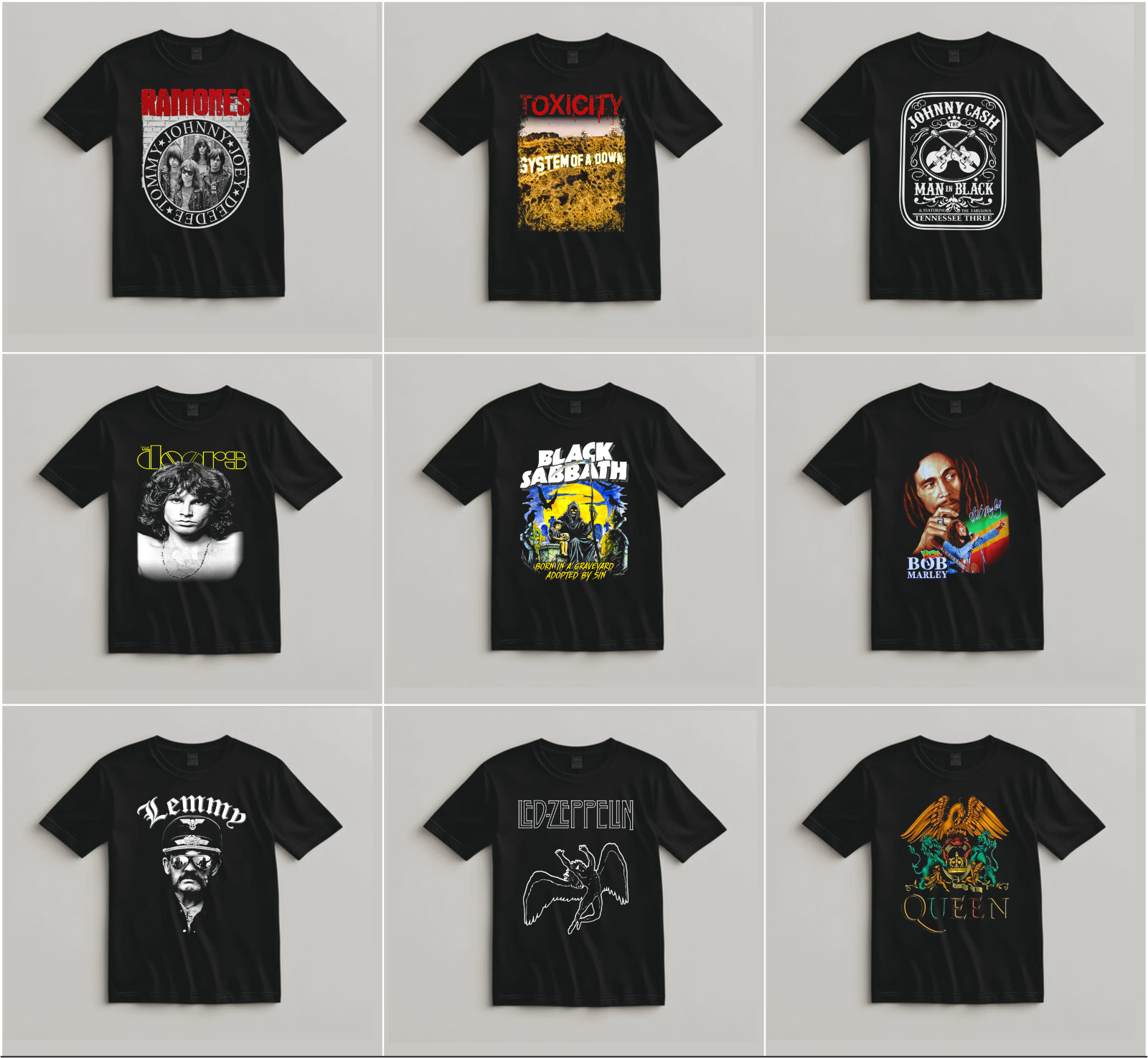 Lot of 3 Mens Rock Band Graphic T-Shirts Music Tee Bundle Concert Tour Shirts