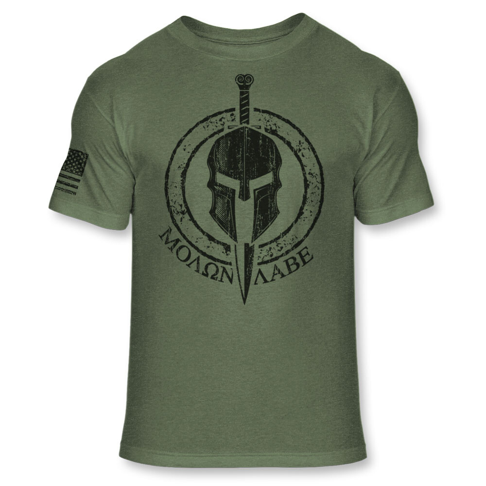 Molon Labe Spartan Helmet and Sword Shirt – Athletic Blend T-Shirt – A211
