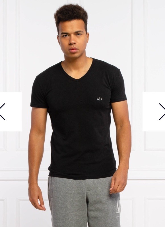 Designer Armani Exchange A/X Cotton V-neck T-shirts 2 Pack Black Grey Medium $45