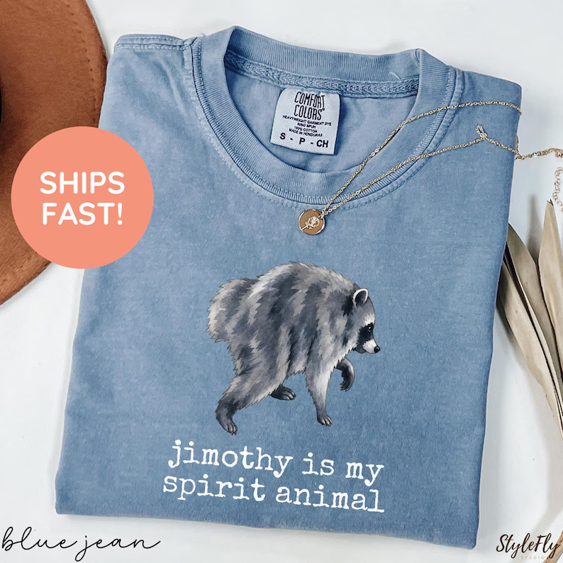 Jimothy Is My Spirit Animal Shirt Raccoon T-Shirt Cute Animal Graphic Tee Top