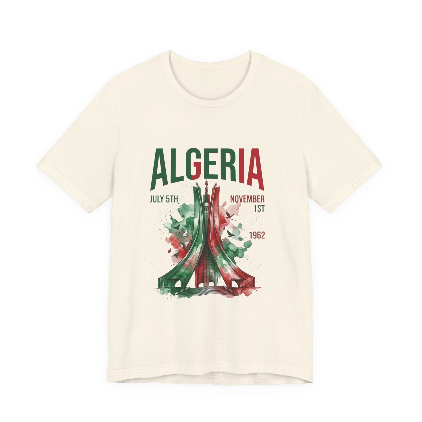 Algeria Monument watercolor design Tee | Independence dates 1962