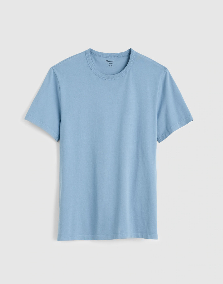 Madewell Garment-Dyed Allday Crewneck Tee, Tranquil Blue, New, All Size