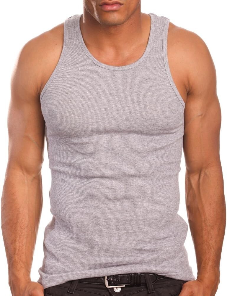 Hangout Mens A-Shirts Black Grey White Undershirt Breathable 12 Pack Size L