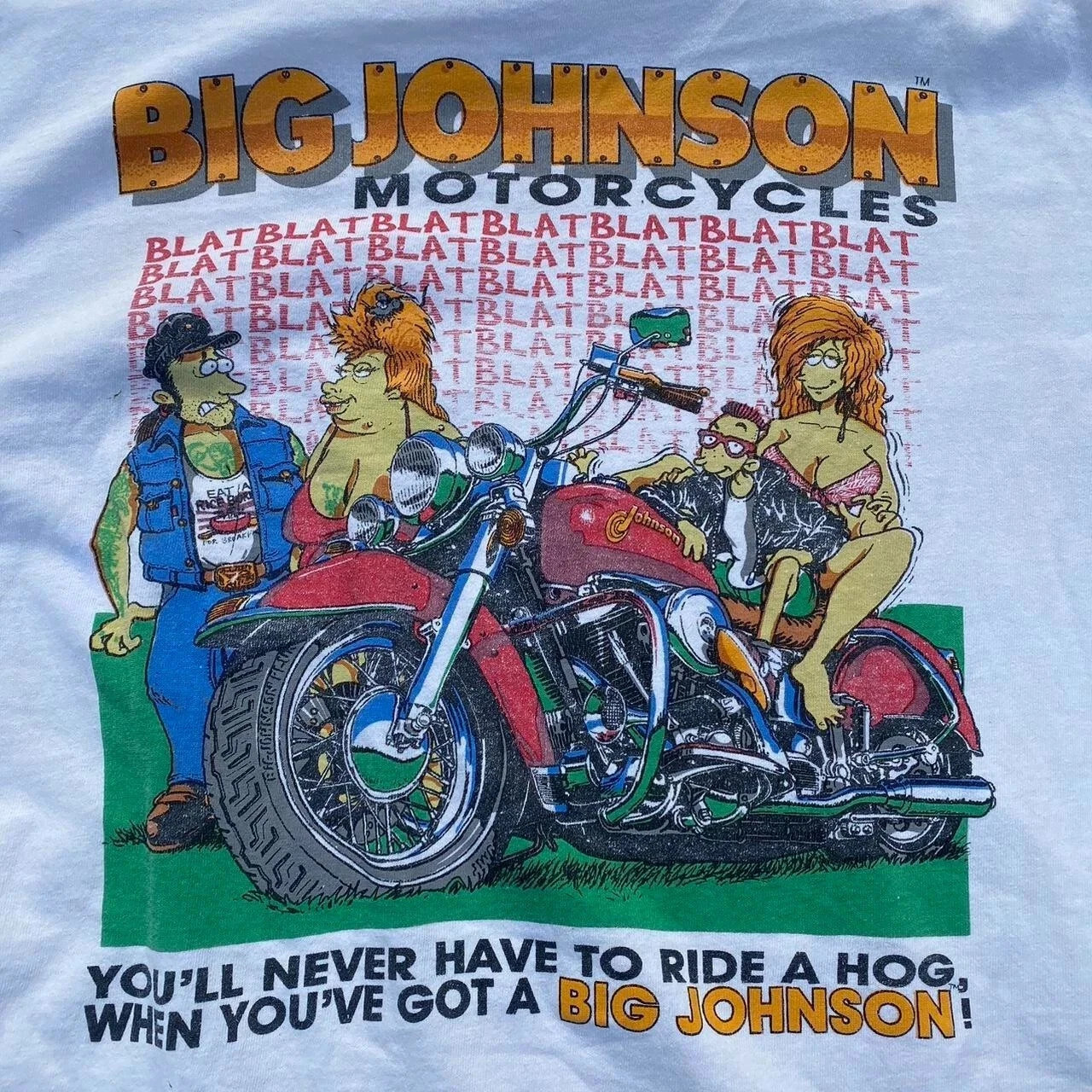 Big Johnson Style White Cotton 1 Sided T Shirt Full Size S-4XL