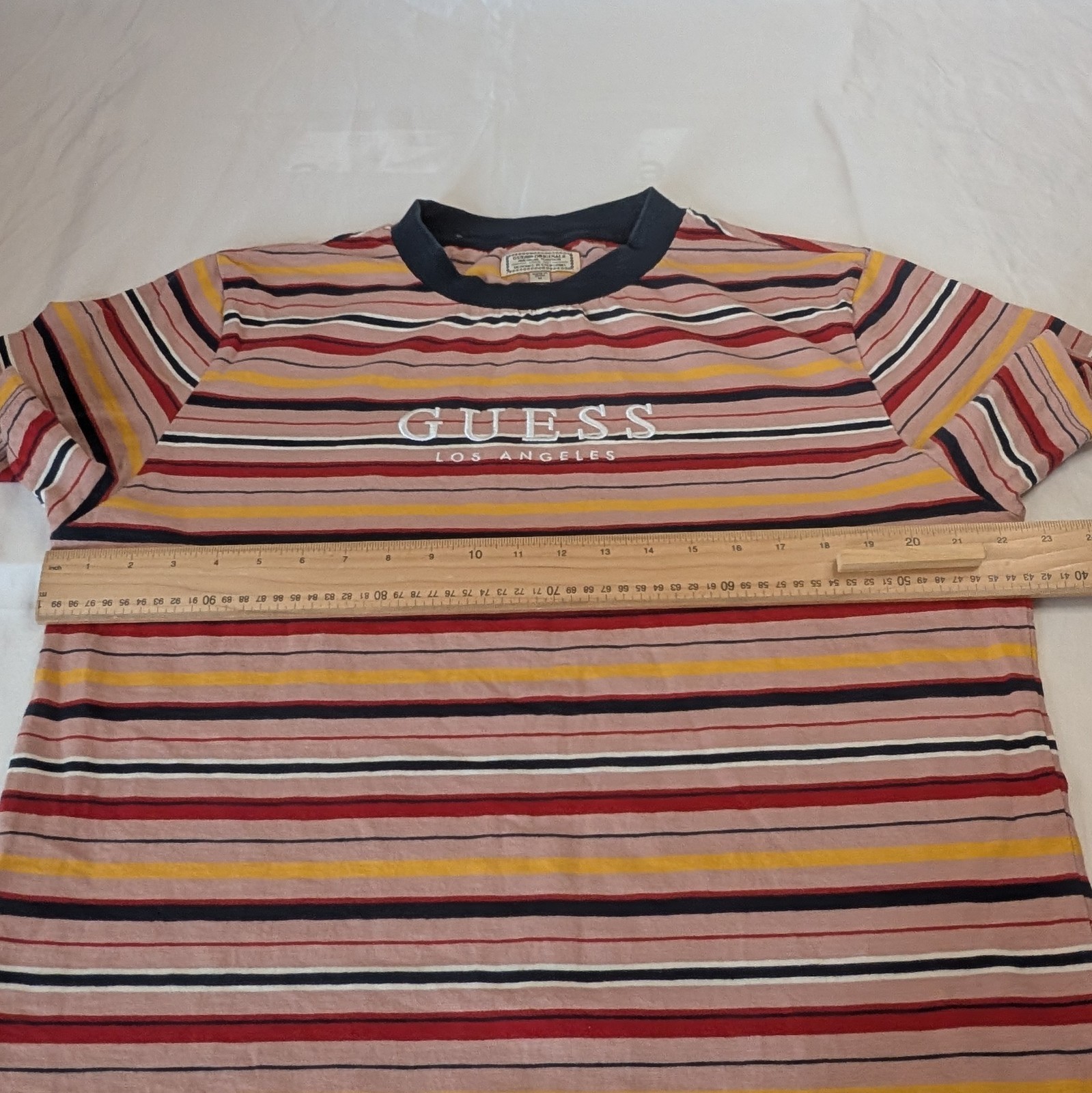 Guess Originals T Shirt Men’s M Striped Logo Crew Neck Multicolour