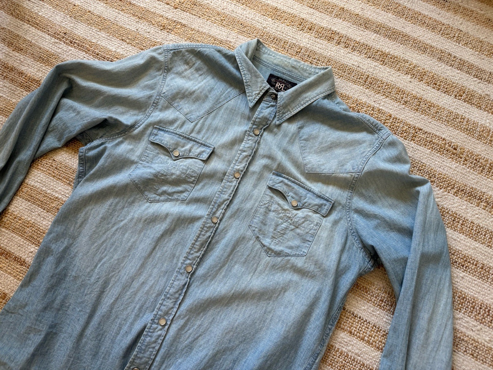 Double RL RRL Polo Ralph Lauren Western Chambray Snap Shirt Large
